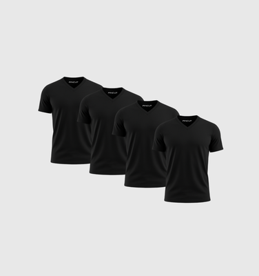 Pack de 4 Cuello en V - Negro