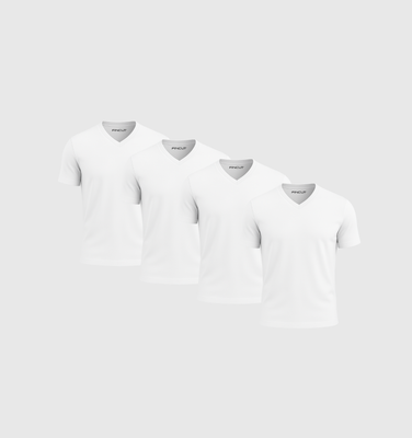 Pack de 4 Cuello en V - Blanco