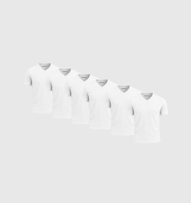 Pack de 6 Cuello en V - Blanco