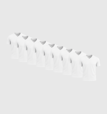 Pack de 9 Cuello en V - Blanco
