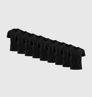 Pack de 9 Cuello en  V - Negro